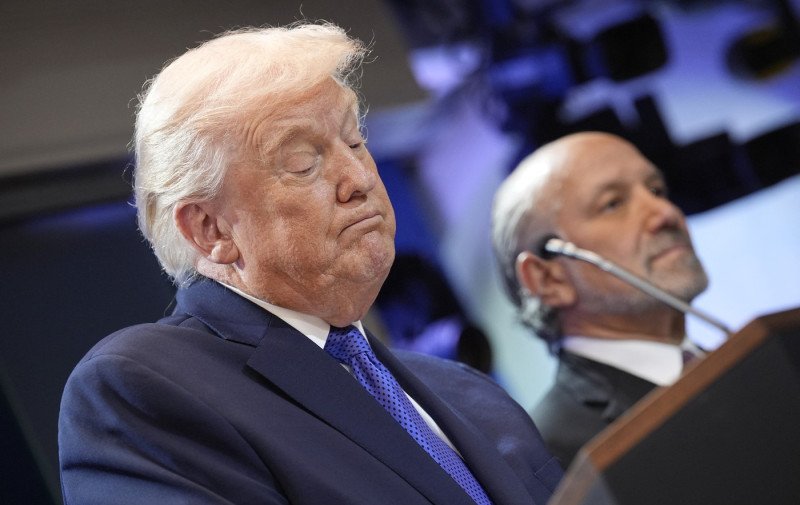 US President Donald Trump holds a press conference at the White House