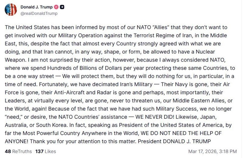 trump-le-raspunde-aliatilor-nato,-dupa-ce-acestia-au-refuzat-misiunea-din-stramtoarea-ormuz:-„oricum-nu-avem-nevoie-de-ajutorul-lor”