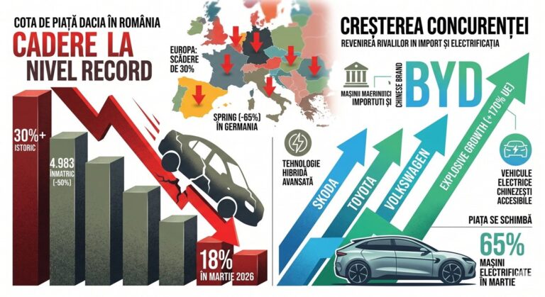 Dacia în derivă: Cota de piață din România se prăbușește la un nivel record, în timp ce Europa devine un „duș rece”