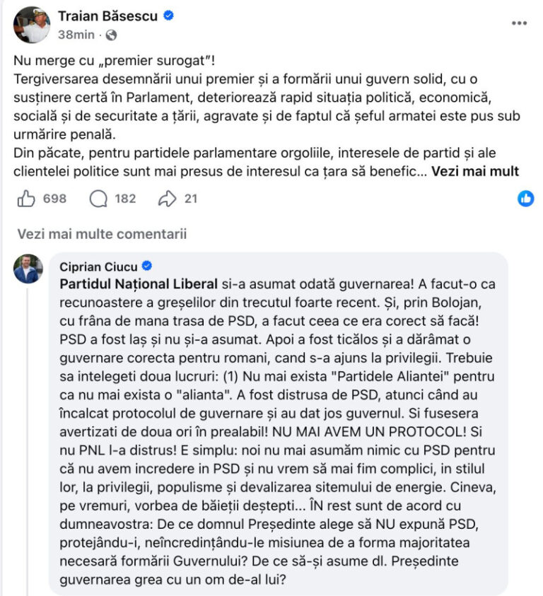 ciucu-ii-raspunde-lui-basescu-pe-facebook:-nu-mai-exista-„partidele-aliantei”.-cu-ce-ii-da-dreptate-fostului-presedinte