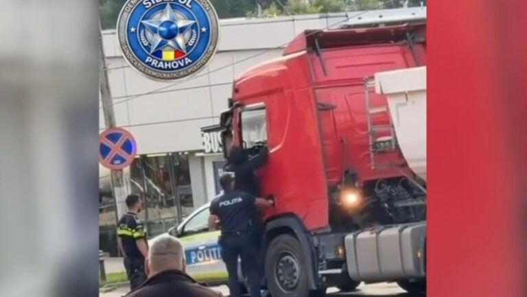 interventie-a-trupelor-speciale-pe-dn1:-un-sofer-de-tir-s-a-incuiat-in-cabina-si-a-inceput-sa-arunce-cu-obiecte